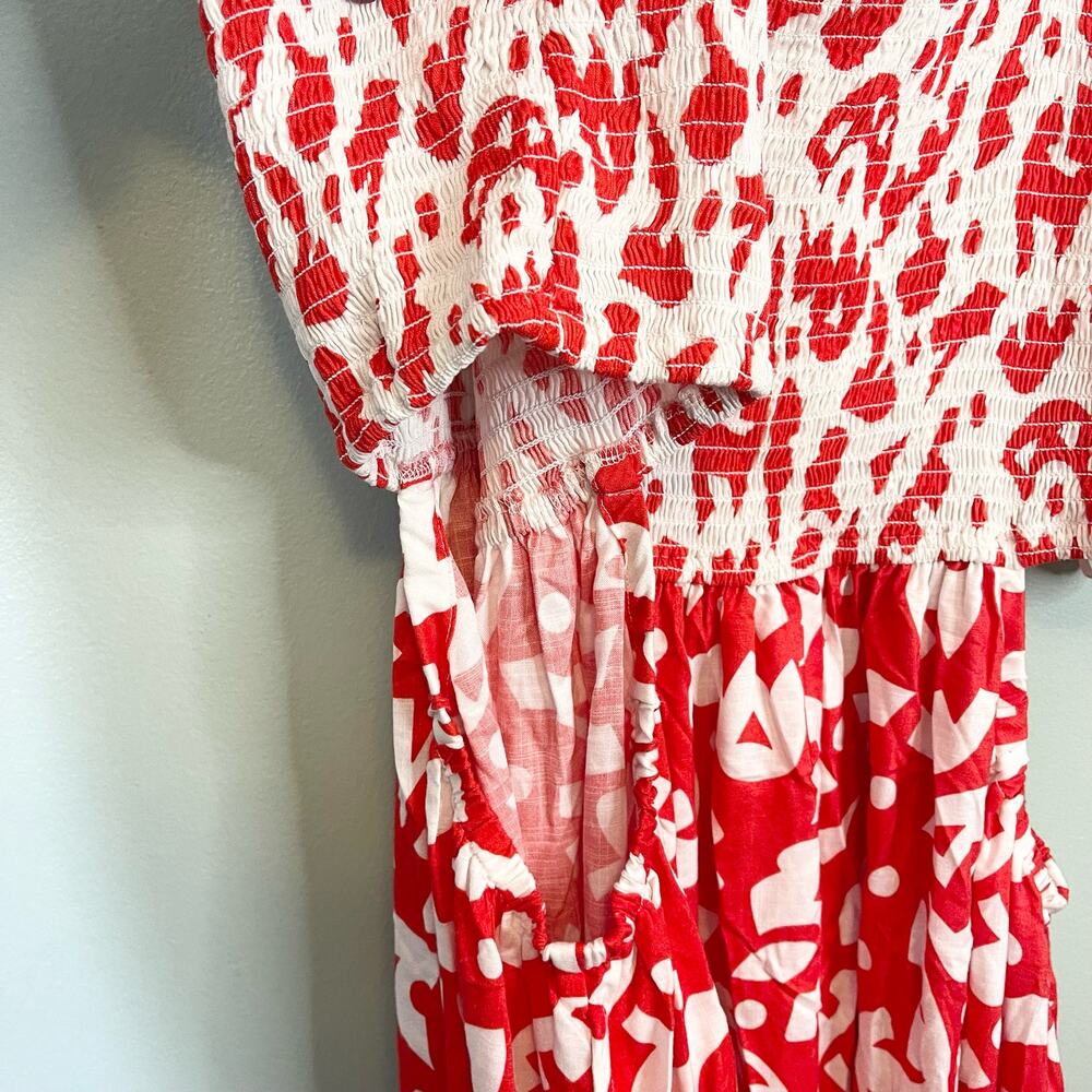 The Odells Tallara Dress 3X Red Tomato Cut Out Resortwear Feminine Vacation NWT - Picture 10 of 12